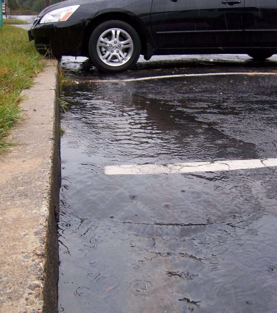 Stormwater runoff from parking lot