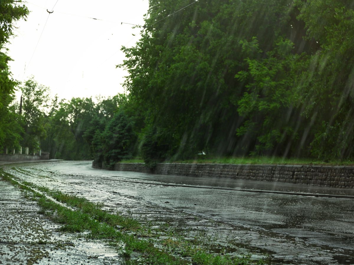 Image of roadway during the rain