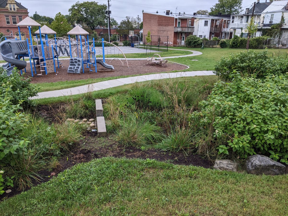 Stormwater system near a playground