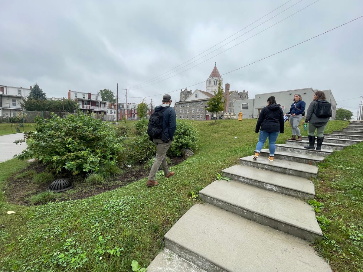 Stormwater system next to walkway
