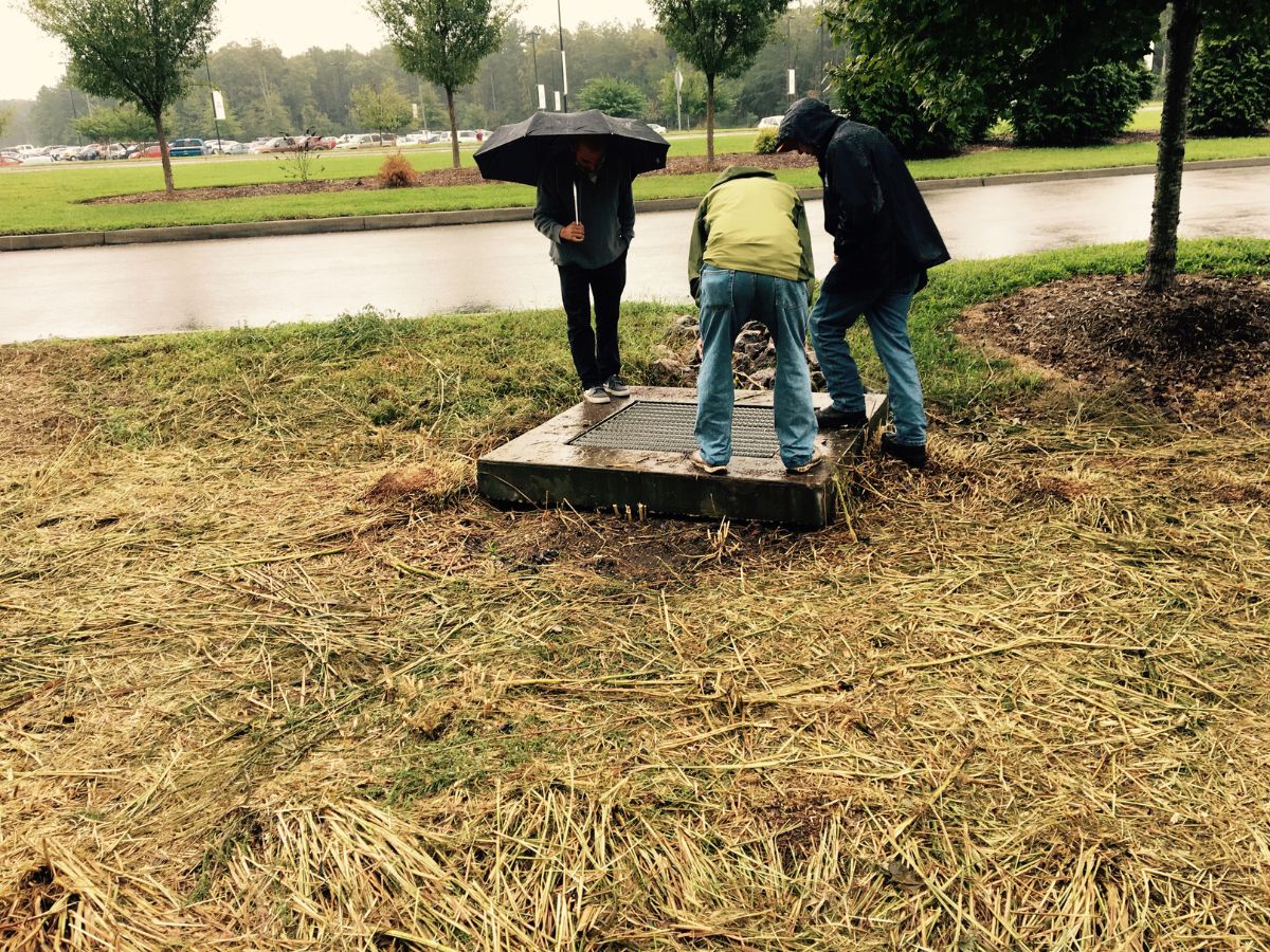 Stormwater experts setting up a stormwater system